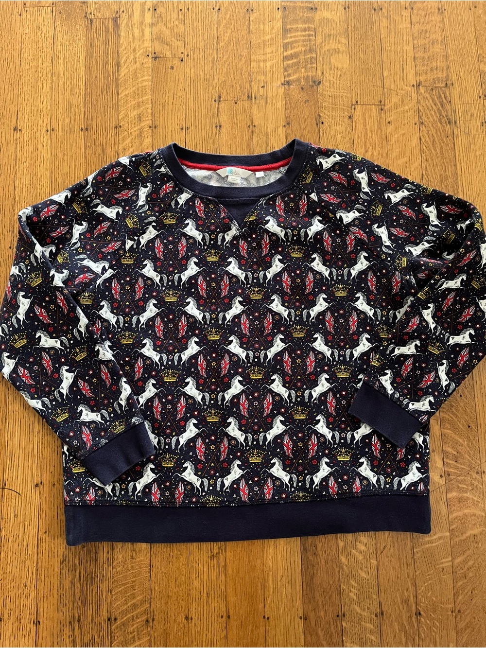 Boden Navy Crewneck Union Jack Sweatshirt